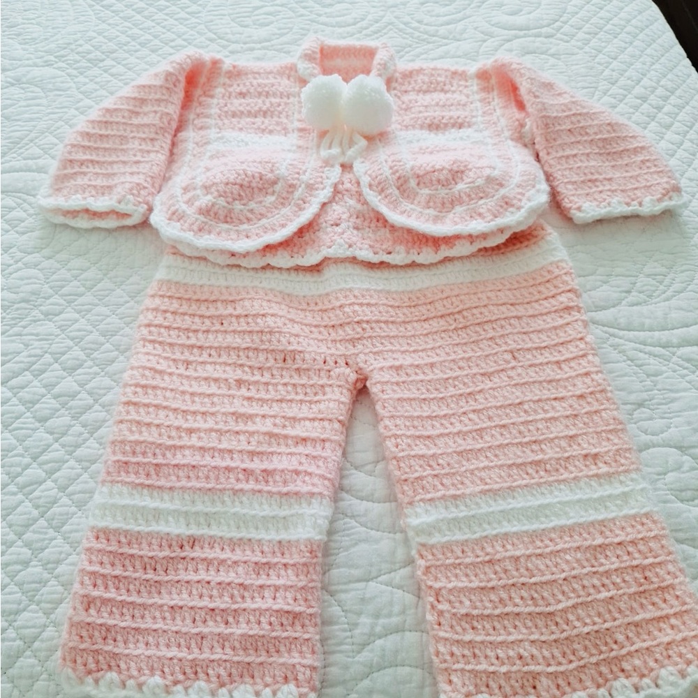 Pink and White Kids Jacket & Pants Set